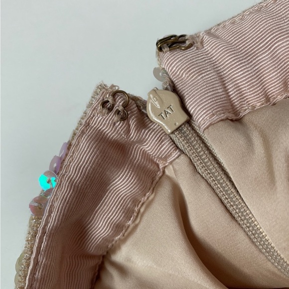 ANTHROPOLOGIE ETT TWA SHOW STOPPER size 12 light tan wide leg cropped w/ sequins - Picture 7 of 8